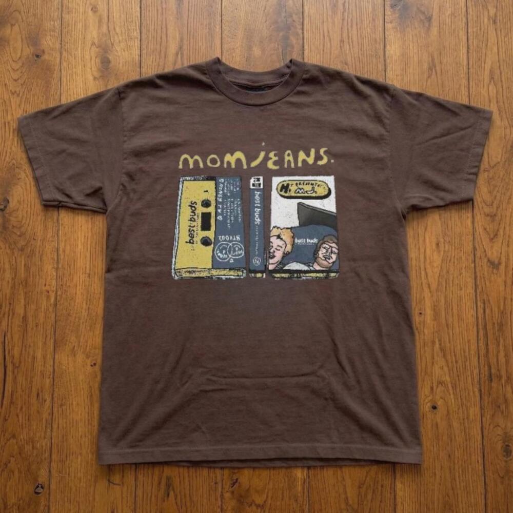 Mom Jeans Best Buds Cassette Tape Graphic Grunge Brown T-Shirt